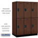 Salsbury 18" Wide Double Tier Designer Wood Locker - 3 Wide - 6 Feet High - 24 Inches Deep - Mahogany - Hasps - Sweatfully