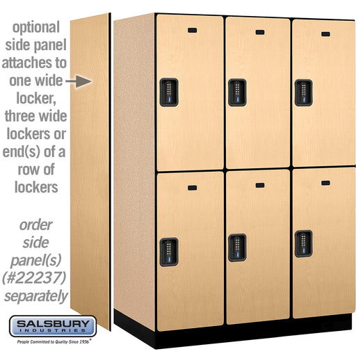 Salsbury 18" Wide Double Tier Designer Wood Locker - 3 Wide - 6 Feet High - 24 Inches Deep - Maple - Black Electronic Locks - Sweatfully