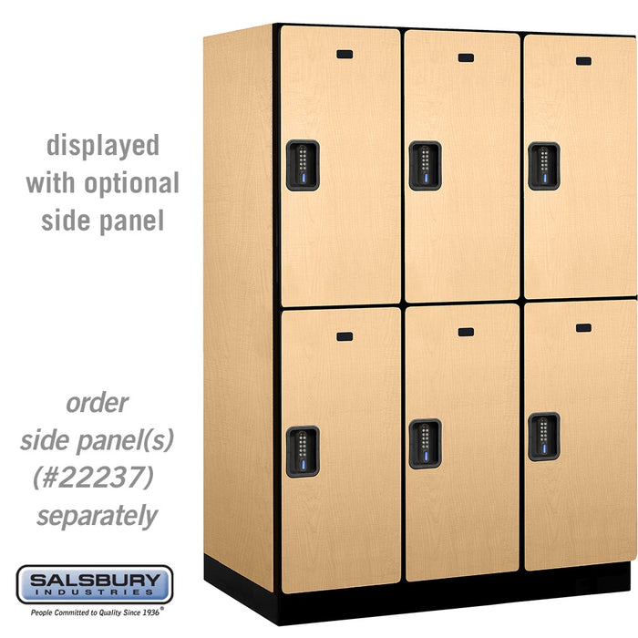 Salsbury 18" Wide Double Tier Designer Wood Locker - 3 Wide - 6 Feet High - 24 Inches Deep - Maple - Black Electronic Locks - Sweatfully