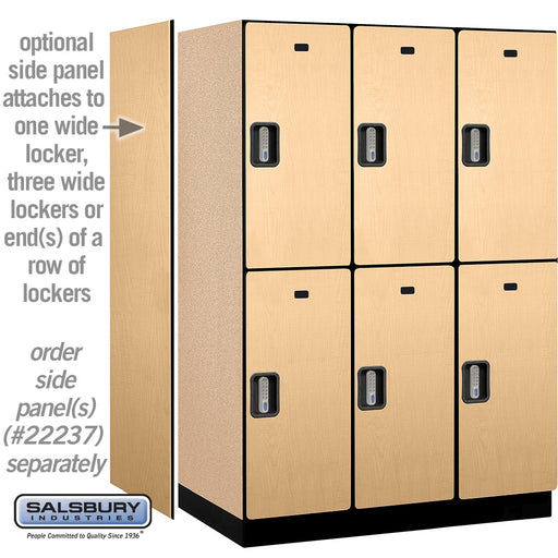 Salsbury 18" Wide Double Tier Designer Wood Locker - 3 Wide - 6 Feet High - 24 Inches Deep - Maple - Silver Electronic Locks - Sweatfully