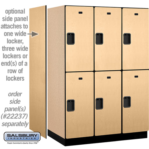 Salsbury 18" Wide Double Tier Designer Wood Locker - 3 Wide - 6 Feet High - 24 Inches Deep - Maple - Hasps - Sweatfully