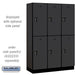 Salsbury 18" Wide Double Tier Designer Wood Locker - 3 Wide - 6 Feet High - 18 Inches Deep - Black - Black Electronic Locks - Sweatfully