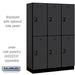 Salsbury 18" Wide Double Tier Designer Wood Locker - 3 Wide - 6 Feet High - 18 Inches Deep - Black - Black Resettable Combination Locks - Sweatfully