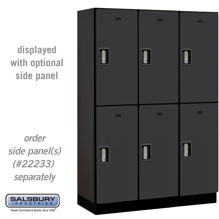 Salsbury 18" Wide Double Tier Designer Wood Locker - 3 Wide - 6 Feet High - 18 Inches Deep - Black - Silver Electronic Locks - Sweatfully