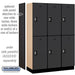 Salsbury 18" Wide Double Tier Designer Wood Locker - 3 Wide - 6 Feet High - 18 Inches Deep - Black - Silver Resettable Combination Locks - Sweatfully