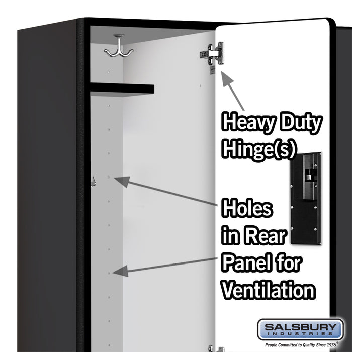 Salsbury 18" Wide Double Tier Designer Wood Locker - 3 Wide - 6 Feet High - 18 Inches Deep - Black - Hasps - Sweatfully