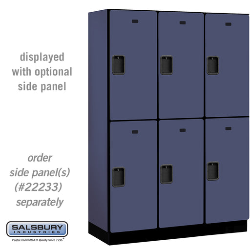 Salsbury 18" Wide Double Tier Designer Wood Locker - 3 Wide - 6 Feet High - 18 Inches Deep - Blue - Hasps - Sweatfully