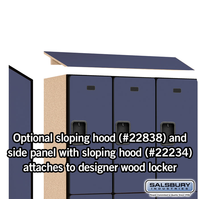Salsbury 18" Wide Double Tier Designer Wood Locker - 3 Wide - 6 Feet High - 18 Inches Deep - Blue - Hasps - Sweatfully