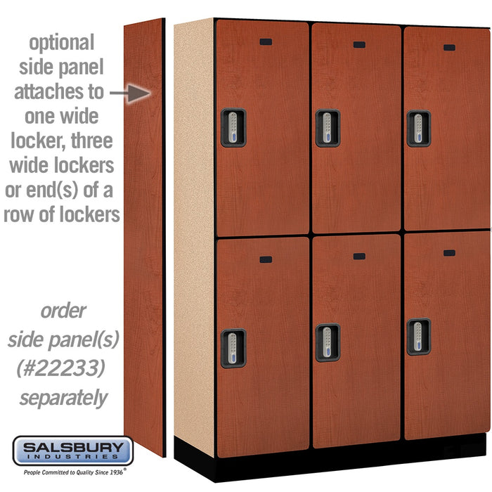 Salsbury 18" Wide Double Tier Designer Wood Locker - 3 Wide - 6 Feet High - 18 Inches Deep - Cherry - Silver Electronic Locks - Sweatfully