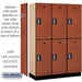 Salsbury 18" Wide Double Tier Designer Wood Locker - 3 Wide - 6 Feet High - 18 Inches Deep - Cherry - Silver Electronic Locks - Sweatfully