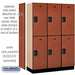 Salsbury 18" Wide Double Tier Designer Wood Locker - 3 Wide - 6 Feet High - 18 Inches Deep - Cherry - Hasps - Sweatfully