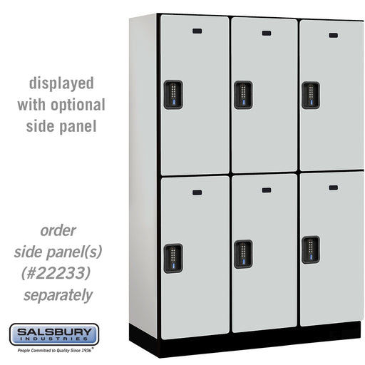 Salsbury 18" Wide Double Tier Designer Wood Locker - 3 Wide - 6 Feet High - 18 Inches Deep - Gray - Black Electronic Locks - Sweatfully
