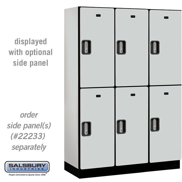 Salsbury 18" Wide Double Tier Designer Wood Locker - 3 Wide - 6 Feet High - 18 Inches Deep - Gray - Silver Electronic Locks - Sweatfully