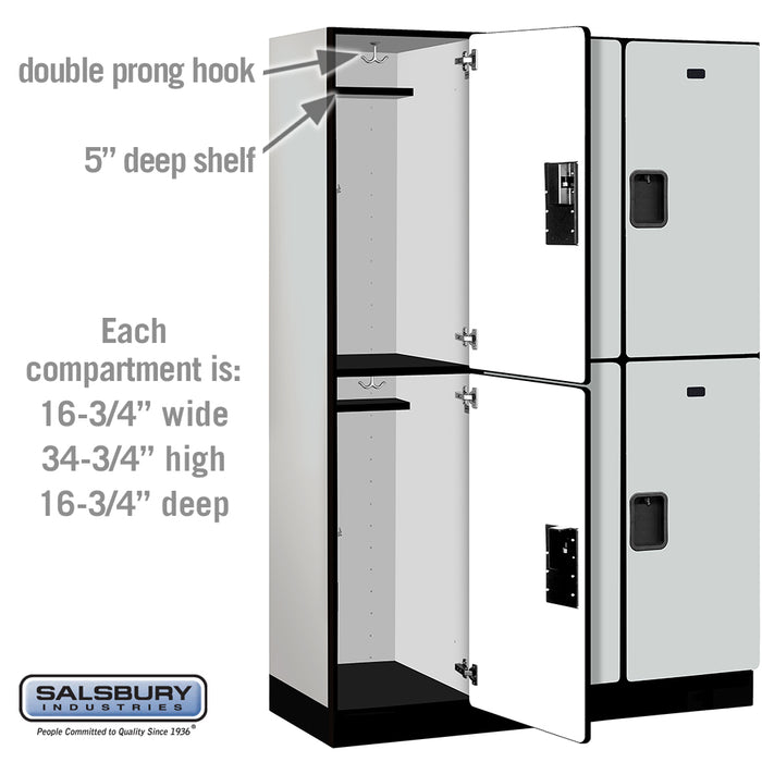 Salsbury 18" Wide Double Tier Designer Wood Locker - 3 Wide - 6 Feet High - 18 Inches Deep - Gray - Hasps - Sweatfully