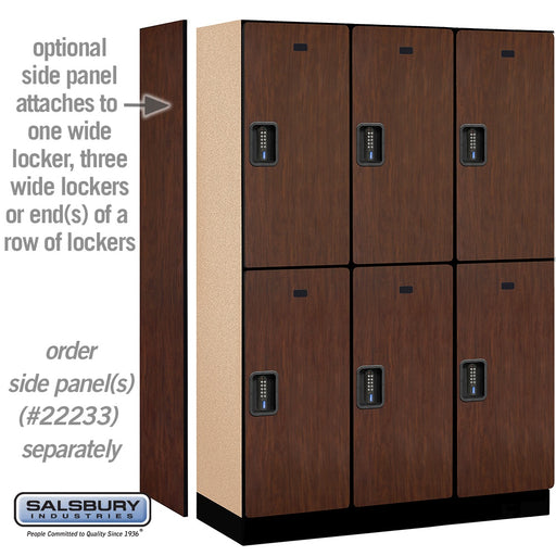 Salsbury 18" Wide Double Tier Designer Wood Locker - 3 Wide - 6 Feet High - 18 Inches Deep - Mahogany - Black Electronic Locks - Sweatfully