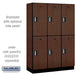Salsbury 18" Wide Double Tier Designer Wood Locker - 3 Wide - 6 Feet High - 18 Inches Deep - Mahogany - Silver Electronic Locks - Sweatfully