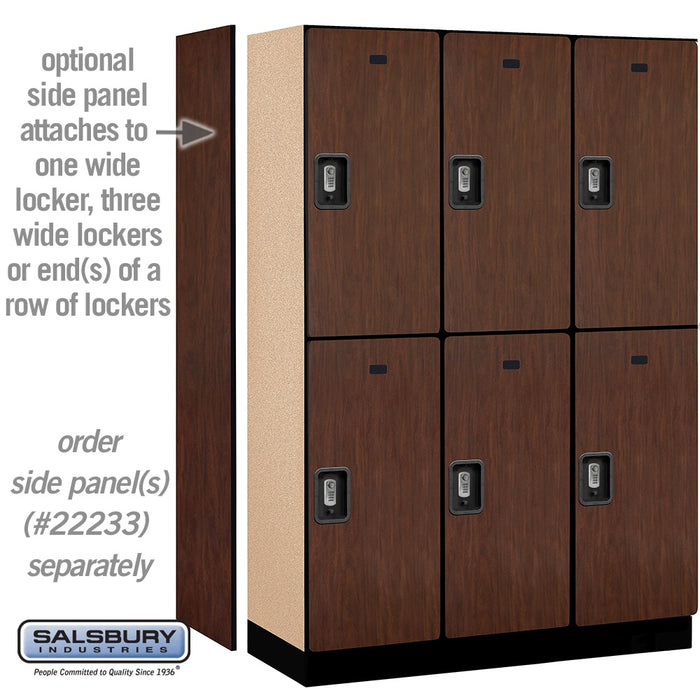 Salsbury 18" Wide Double Tier Designer Wood Locker - 3 Wide - 6 Feet High - 18 Inches Deep - Mahogany - Silver Resettable Combination Locks - Sweatfully