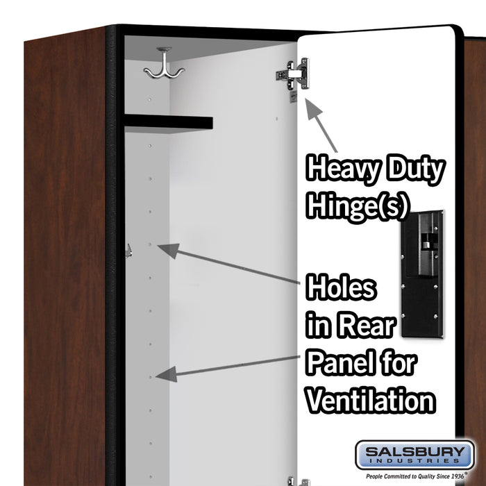 Salsbury 18" Wide Double Tier Designer Wood Locker - 3 Wide - 6 Feet High - 18 Inches Deep - Mahogany - Hasps - Sweatfully