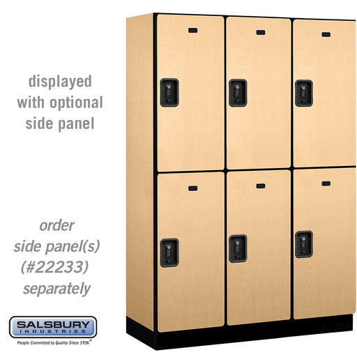 Salsbury 18" Wide Double Tier Designer Wood Locker - 3 Wide - 6 Feet High - 18 Inches Deep - Maple - Black Resettable Combination Locks - Sweatfully