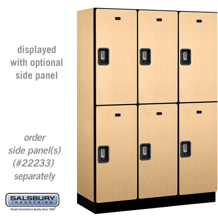 Salsbury 18" Wide Double Tier Designer Wood Locker - 3 Wide - 6 Feet High - 18 Inches Deep - Maple - Silver Resettable Combination Locks - Sweatfully