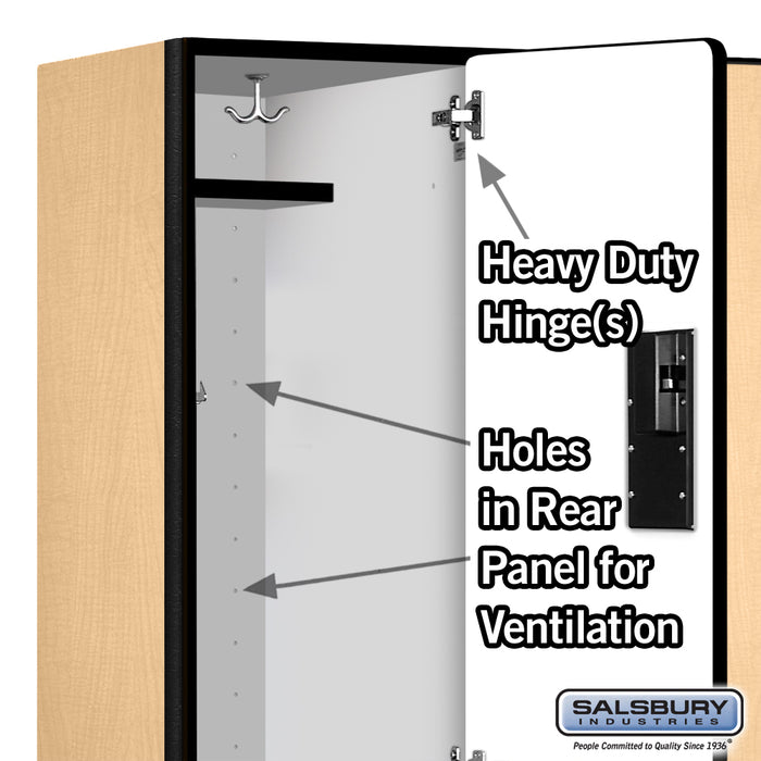 Salsbury 18" Wide Double Tier Designer Wood Locker - 3 Wide - 6 Feet High - 18 Inches Deep - Maple - Hasps - Sweatfully