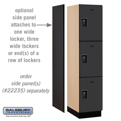Salsbury 18" Wide Triple Tier Designer Wood Locker - 1 Wide - 6 Feet High - 21 Inches Deep - Black - Black Resettable Combination Locks - Sweatfully