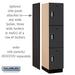 Salsbury 18" Wide Triple Tier Designer Wood Locker - 1 Wide - 6 Feet High - 21 Inches Deep - Black - Silver Electronic Locks - Sweatfully