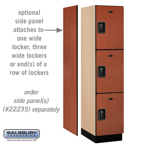 Salsbury 18" Wide Triple Tier Designer Wood Locker - 1 Wide - 6 Feet High - 21 Inches Deep - Cherry - Black Resettable Combination Locks - Sweatfully