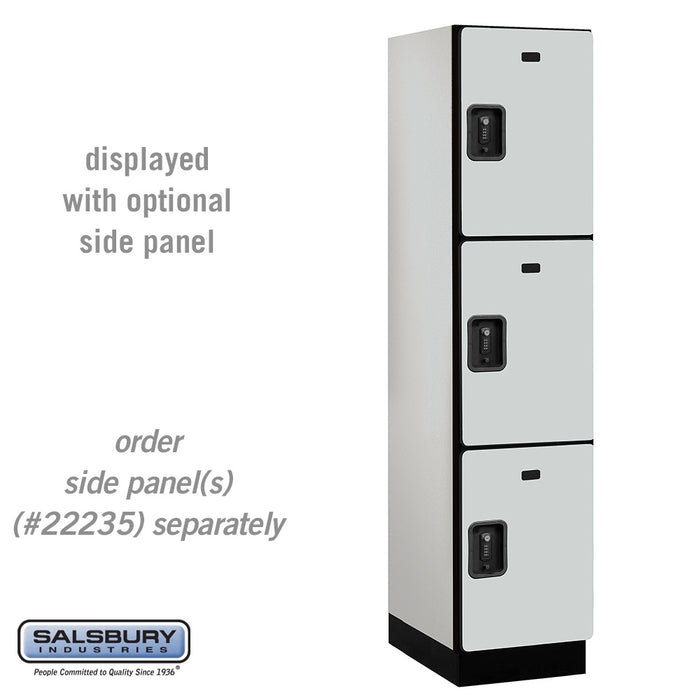 Salsbury 18" Wide Triple Tier Designer Wood Locker - 1 Wide - 6 Feet High - 21 Inches Deep - Gray - Black Resettable Combination Locks - Sweatfully