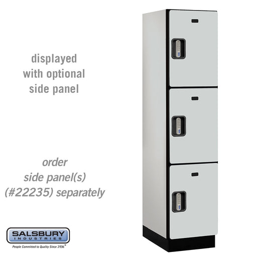 Salsbury 18" Wide Triple Tier Designer Wood Locker - 1 Wide - 6 Feet High - 21 Inches Deep - Gray - Silver Electronic Locks - Sweatfully