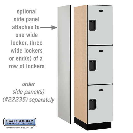 Salsbury 18" Wide Triple Tier Designer Wood Locker - 1 Wide - 6 Feet High - 21 Inches Deep - Gray - Hasps - Sweatfully