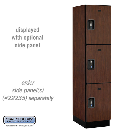 Salsbury 18" Wide Triple Tier Designer Wood Locker - 1 Wide - 6 Feet High - 21 Inches Deep - Mahogany - Black Electronic Locks - Sweatfully