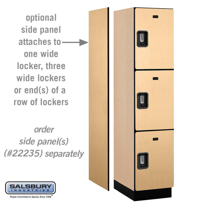 Salsbury 18" Wide Triple Tier Designer Wood Locker - 1 Wide - 6 Feet High - 21 Inches Deep - Maple - Silver Resettable Combination Locks - Sweatfully