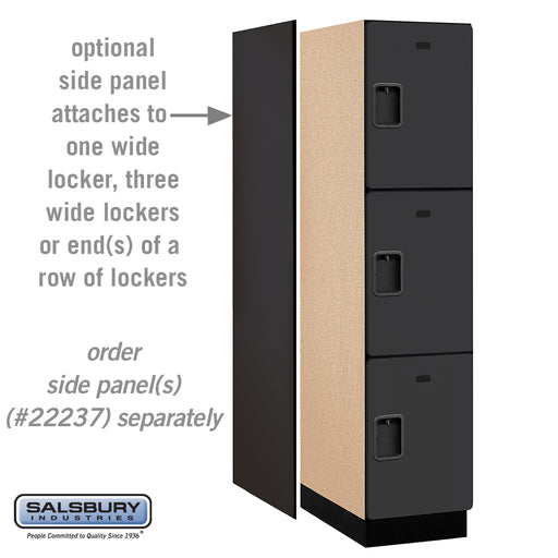 Salsbury 18" Wide Triple Tier Designer Wood Locker - 1 Wide - 6 Feet High - 24 Inches Deep - Black - Hasps - Sweatfully