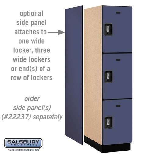 Salsbury 18" Wide Triple Tier Designer Wood Locker - 1 Wide - 6 Feet High - 24 Inches Deep - Blue - Silver Resettable Combination Locks - Sweatfully