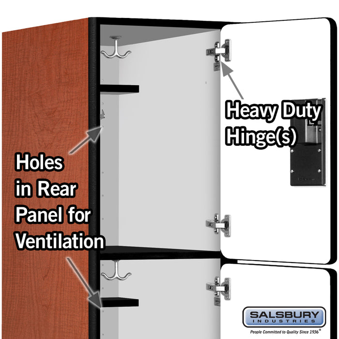 Salsbury 18" Wide Triple Tier Designer Wood Locker - 1 Wide - 6 Feet High - 24 Inches Deep - Cherry - Hasps - Sweatfully