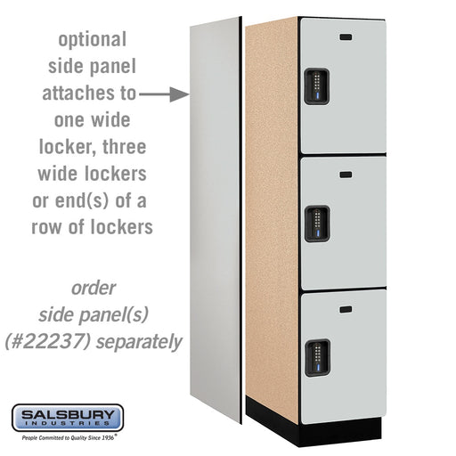 Salsbury 18" Wide Triple Tier Designer Wood Locker - 1 Wide - 6 Feet High - 24 Inches Deep - Gray - Black Electronic Locks - Sweatfully