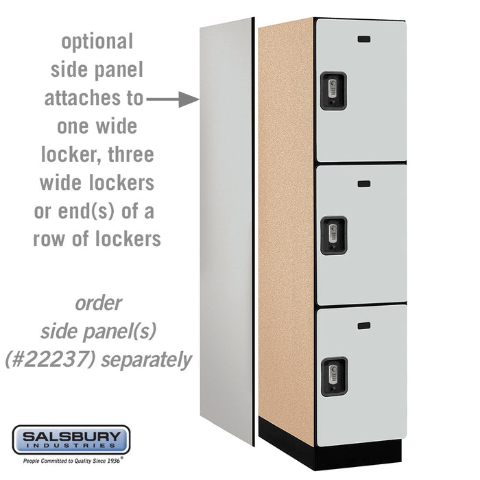 Salsbury 18" Wide Triple Tier Designer Wood Locker - 1 Wide - 6 Feet High - 24 Inches Deep - Gray - Silver Resettable Combination Locks - Sweatfully