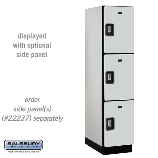 Salsbury 18" Wide Triple Tier Designer Wood Locker - 1 Wide - 6 Feet High - 24 Inches Deep - Gray - Silver Resettable Combination Locks - Sweatfully