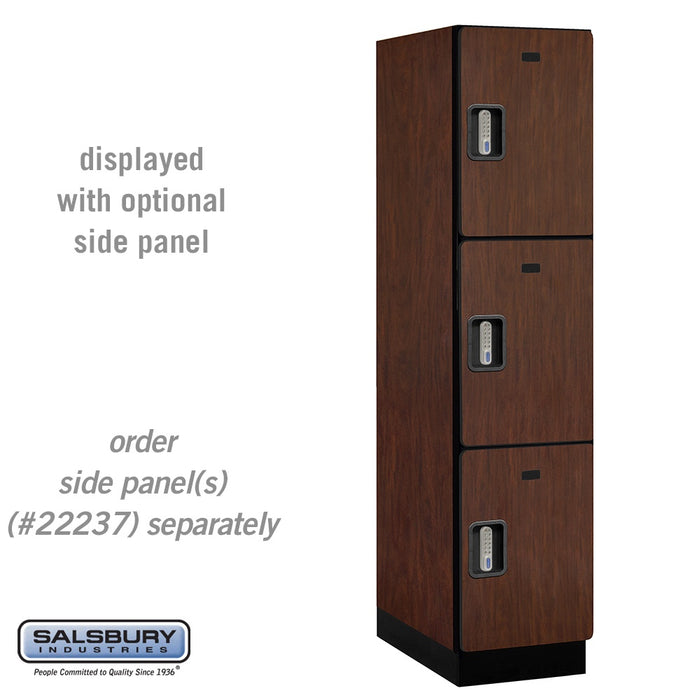 Salsbury 18" Wide Triple Tier Designer Wood Locker - 1 Wide - 6 Feet High - 24 Inches Deep - Mahogany - Silver Electronic Locks - Sweatfully