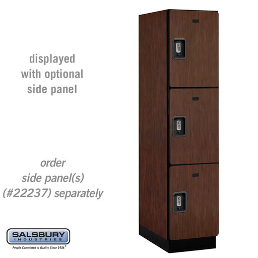 Salsbury 18" Wide Triple Tier Designer Wood Locker - 1 Wide - 6 Feet High - 24 Inches Deep - Mahogany - Silver Resettable Combination Locks - Sweatfully