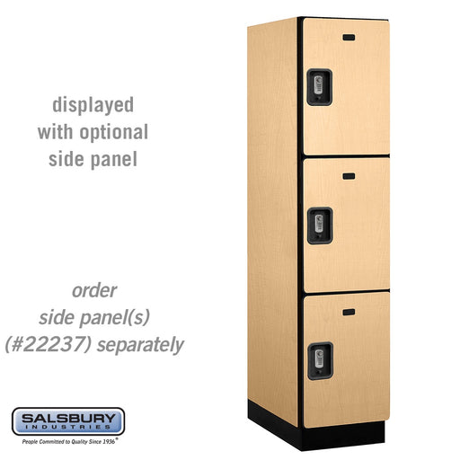 Salsbury 18" Wide Triple Tier Designer Wood Locker - 1 Wide - 6 Feet High - 24 Inches Deep - Maple - Silver Resettable Combination Locks - Sweatfully