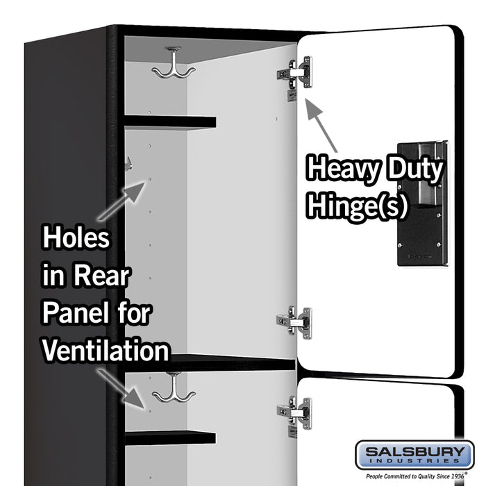 Salsbury 18" Wide Triple Tier Designer Wood Locker - 1 Wide - 6 Feet High - 18 Inches Deep - Black - Hasps - Sweatfully