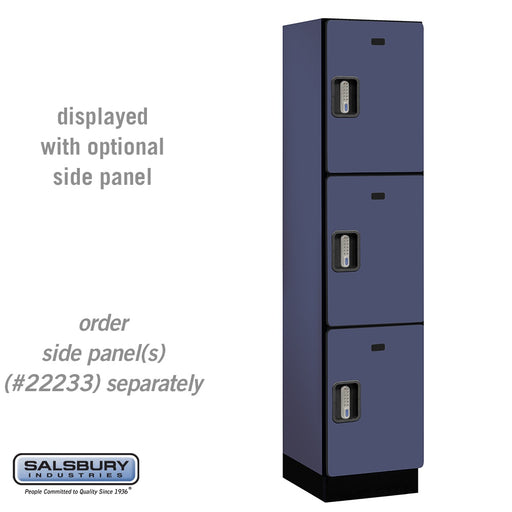 Salsbury 18" Wide Triple Tier Designer Wood Locker - 1 Wide - 6 Feet High - 18 Inches Deep - Blue - Silver Electronic Locks - Sweatfully