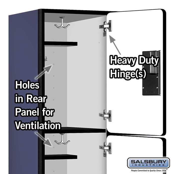 Salsbury 18" Wide Triple Tier Designer Wood Locker - 1 Wide - 6 Feet High - 18 Inches Deep - Blue - Hasps - Sweatfully