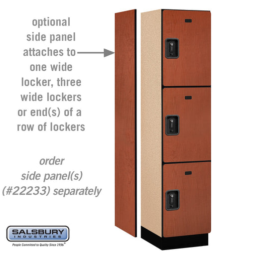 Salsbury 18" Wide Triple Tier Designer Wood Locker - 1 Wide - 6 Feet High - 18 Inches Deep - Cherry - Black Resettable Combination Locks - Sweatfully