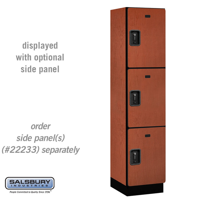 Salsbury 18" Wide Triple Tier Designer Wood Locker - 1 Wide - 6 Feet High - 18 Inches Deep - Cherry - Black Resettable Combination Locks - Sweatfully