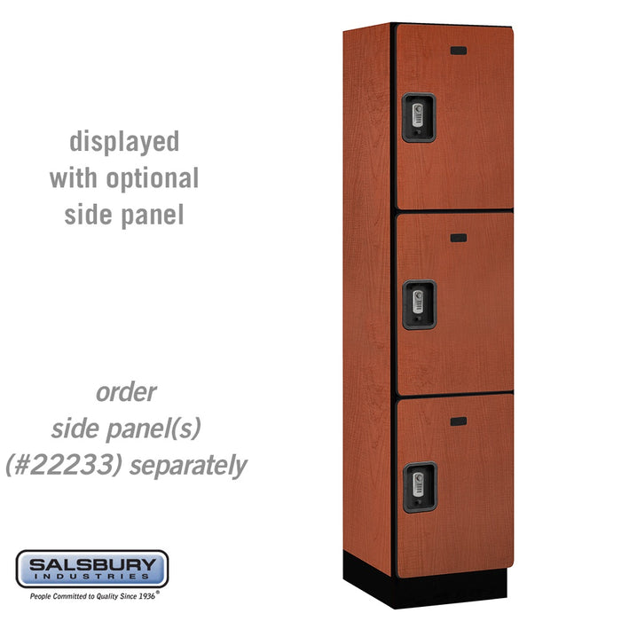 Salsbury 18" Wide Triple Tier Designer Wood Locker - 1 Wide - 6 Feet High - 18 Inches Deep - Cherry - Silver Resettable Combination Locks - Sweatfully