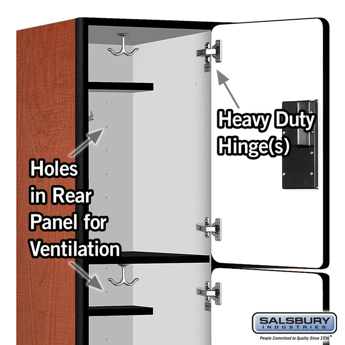 Salsbury 18" Wide Triple Tier Designer Wood Locker - 1 Wide - 6 Feet High - 18 Inches Deep - Cherry - Hasps - Sweatfully