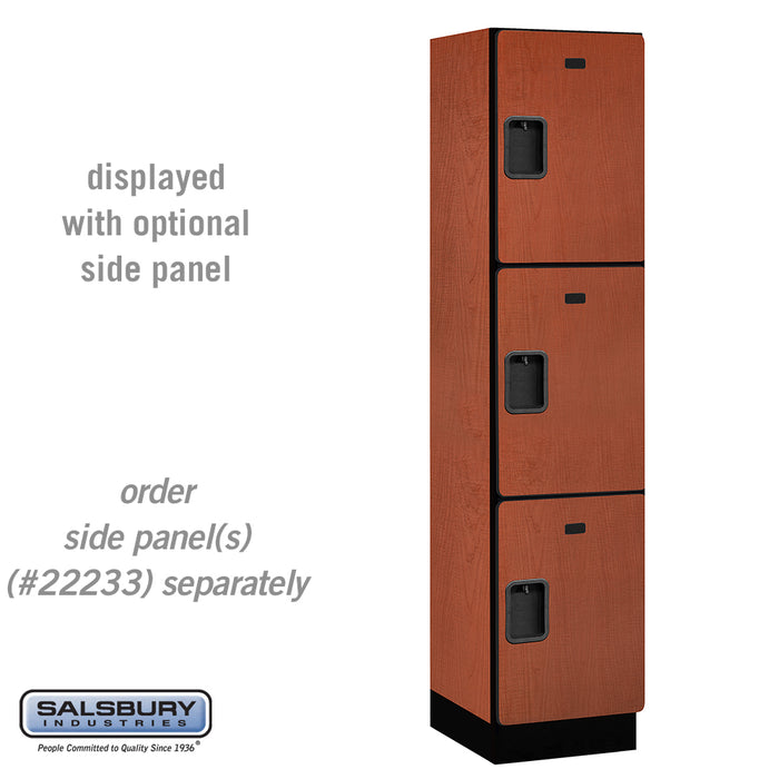 Salsbury 18" Wide Triple Tier Designer Wood Locker - 1 Wide - 6 Feet High - 18 Inches Deep - Cherry - Hasps - Sweatfully